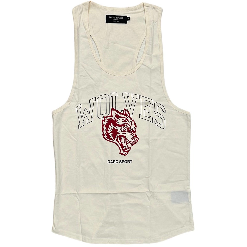 Darc Sport Men's Wolves Home Team Mecca Muscle Tank Top Tee T-Shirt in Cream